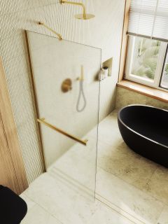 Душевая перегородка MaybahGlass MGD-731-3ш 79см золото