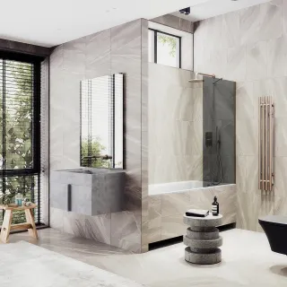 Шторка на ванну MaybahGlass MGV-80-2ш 60см бронза