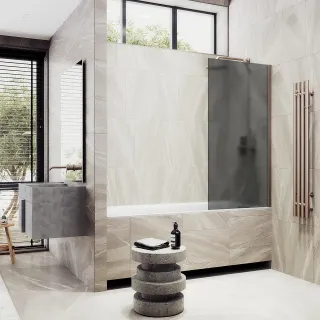 Шторка на ванну MaybahGlass MGV-87-2ш 70см бронза