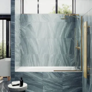 Шторка на ванну MaybahGlass MGV-131-3у 34см золото