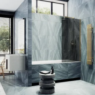 Шторка на ванну MaybahGlass MGV-81-3ш 70см золото