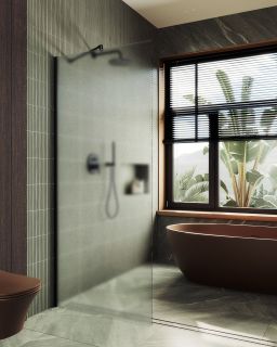 Душевая перегородка MaybahGlass MGD-700-6ш 79см чёрный