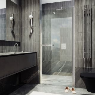 Душевая дверь MaybahGlass MGD-447-5 80см хром матовый/прозрачный