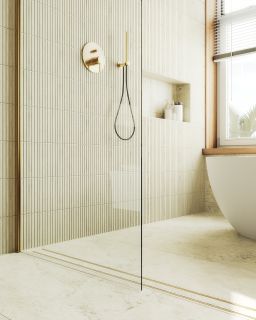 Душевая перегородка MaybahGlass MGD-695-3ш 79см золото