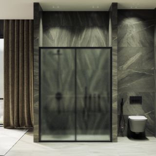 Душевая дверь MaybahGlass MGD-1280-6 120см чёрный/сатин