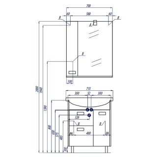 Зеркальный шкаф Акватон Бекка 70см белый/дуб сомерсет 1A214702BAC20