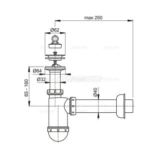 Сифон для раковины AlcaPlast ?40 с нержавеющей решеткой ?63 без штуцера A41