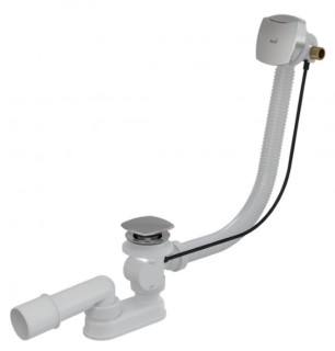 Слив-перелив для ванны AlcaPlast с напуском воды через перелив 100см хромированный пластик A564CRM2-100