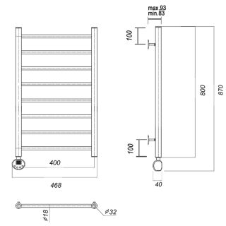 Полотенцесушитель электрический Domoterm Медея П8 400x800 EL золото