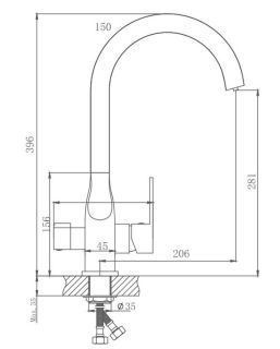 Смеситель для кухни Haiba HB76533-3 с подключением фильтра питьевой воды пепельный