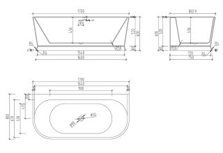 Акриловая ванна ABBER 170x80см AB9276