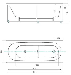 Акриловая ванна АКВАТЕК Оберон 180x80 без гидромассажа