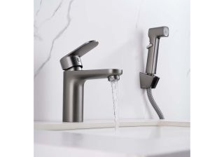 Смеситель для раковины с гигиеническим душем Aquatek Ника AQ1812BGM оружейная сталь