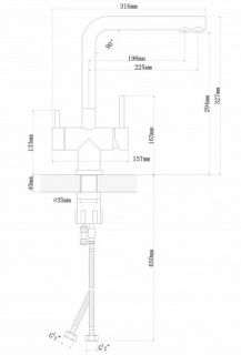 Смеситель для кухни Florentina Арес с подключением под фильтр нержавеющая сталь