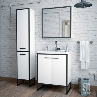 Зеркало-шкаф Corozo Айрон 70см белый/чёрный SD-00000408