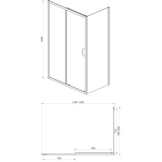 Душевое ограждение AZARIO MILTON AZ-ND1131-L 1200 BLACK 120x80 см