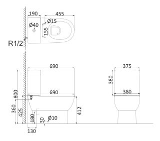 Унитаз напольный Creo Brest BR1002R+BR1003+BR1001