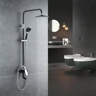 Душевая стойка Shevanik S9836H чёрный/хром