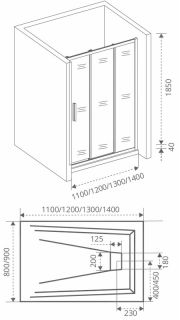 Душевая дверь Good Door Orion WTW - PD-140-G-CH стекло матовое