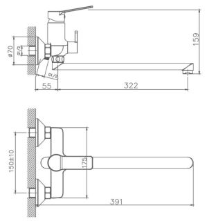Смеситель для ванны Haiba HB22559 хром