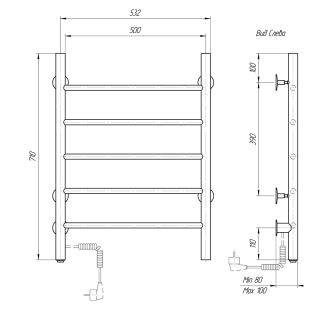 Полотенцесушитель электрический Domoterm Аврора DMT 109-5 50x71 EK L белый