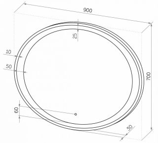 Зеркало с подсветкой Art&Max Pescara 90x70см AM-Pes-900-700-DS-F