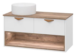 Подвесная тумба под раковину Brevita Bergen BER-07105-19-01-2Я с подсветкой 105см дуб Галифакс олово/белый