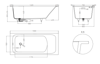 Ванна из искусственного камня Salini Orlanda Kit S-Stone 102122MRF 180x80см RAL полностью