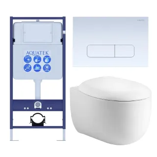 Комплект SET AQUATEK АЛЬТАИР cm-013 4в1 унитаз с инсталляцией кнопкой и сиденьем микролифт