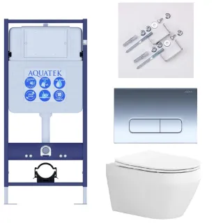 Комплект SET AQUATEK ЛЕЯ Т-016 4в1 унитаз с инсталляцией, кнопкой и сиденьем