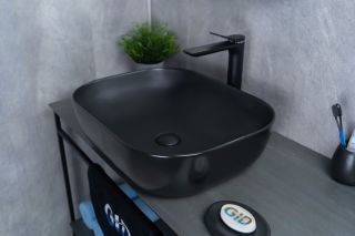 Раковина Gid Bm1302 53348 накладная черная матовая 50x40x14