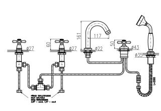 Смеситель на борт ванны Rav Slezak Morava retro MK162.5P хром