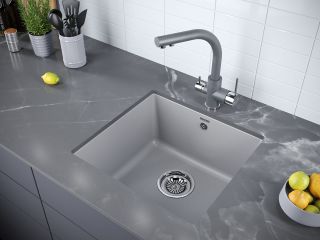 Мойка кухонная Paulmark Gera PM104546-GRM серый металлик