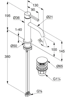 Смеситель для раковины Kludi Nova Fonte Pura 20289N015 брашированное золото