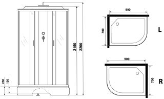 Душевая кабина Niagara NG-33974-14R 90x70см серебро/матовое