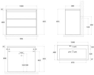Напольная тумба под раковину Art&Max Family 100см белый глянцевый FAMILY-1000-3C-PIA-BL