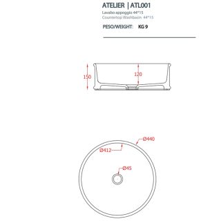 Раковина ArtCeram Cognac ATL001 40 00 tortora 44 см