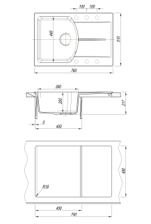 Кухонная мойка Florentina Паола 760 шампань