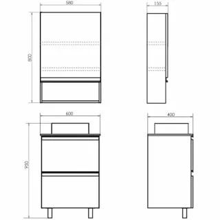 Тумба с раковиной Comforty Эдинбург 00-00004767 60 см Бетон светлый