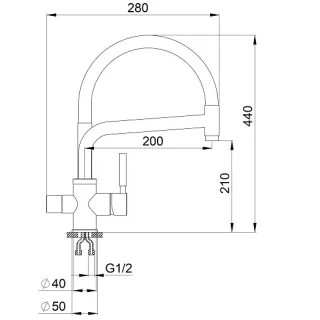Смеситель для кухни Granula 0075, АЛЮМИНИУМ хром