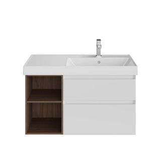 Тумба под раковину Kerama Marazzi Cubo CUB.90.2Rh\WHTM.N правая 90 см белый матовый/структурированный орех