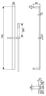Душевая штанга квадратное сечение CEZARES CZR-B-SDQ-NOP черный матовый