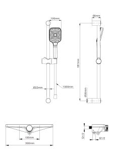 Смеситель для ванны с душем Wonzon & Woghand Onix WW-B2551-A-BG с термостатом брашированное золото