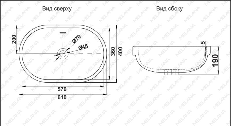 Раковина Melana 320334-805 61см белый