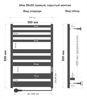 Полотенцесушитель электрический Indigo Atlas LСLATE80-50MGRt 80x50 см серый матовый