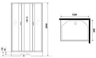 Душевая кабина Niagara NG-43285-14QBK 120x80см серебро/матовое