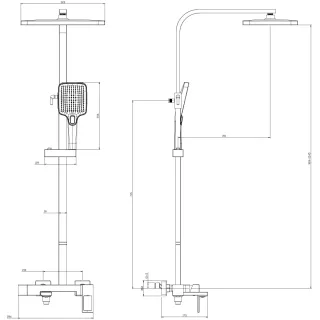 Душевая система DQ Dortmund DA1713706 320x210 мм, со смесителем, графит