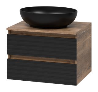 Подвесная тумба под раковину Brevita Dakota DAK-09060-19/02-2Я 60см дуб Галифакс олово/чёрный