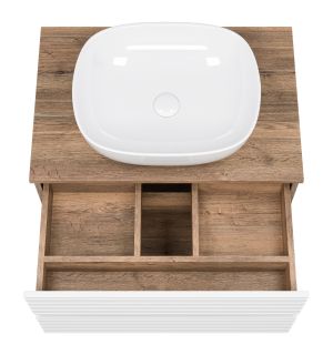 Подвесная тумба под раковину Brevita Dakota DAK-09070-19/01-2Я 70см дуб Галифакс олово/белый