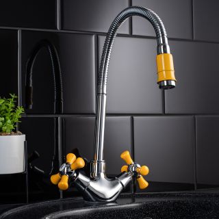 Смеситель для кухни РМС SL92YW-279F хром/жёлтый